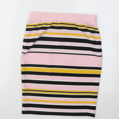 Noisy may Womens Multicoloured Striped Polyester Straight & Pencil Skirt Size M