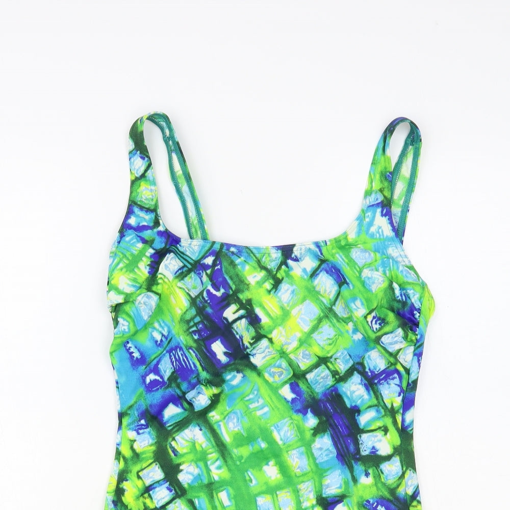 Slix Womens Multicoloured Geometric Nylon One Piece Size 18