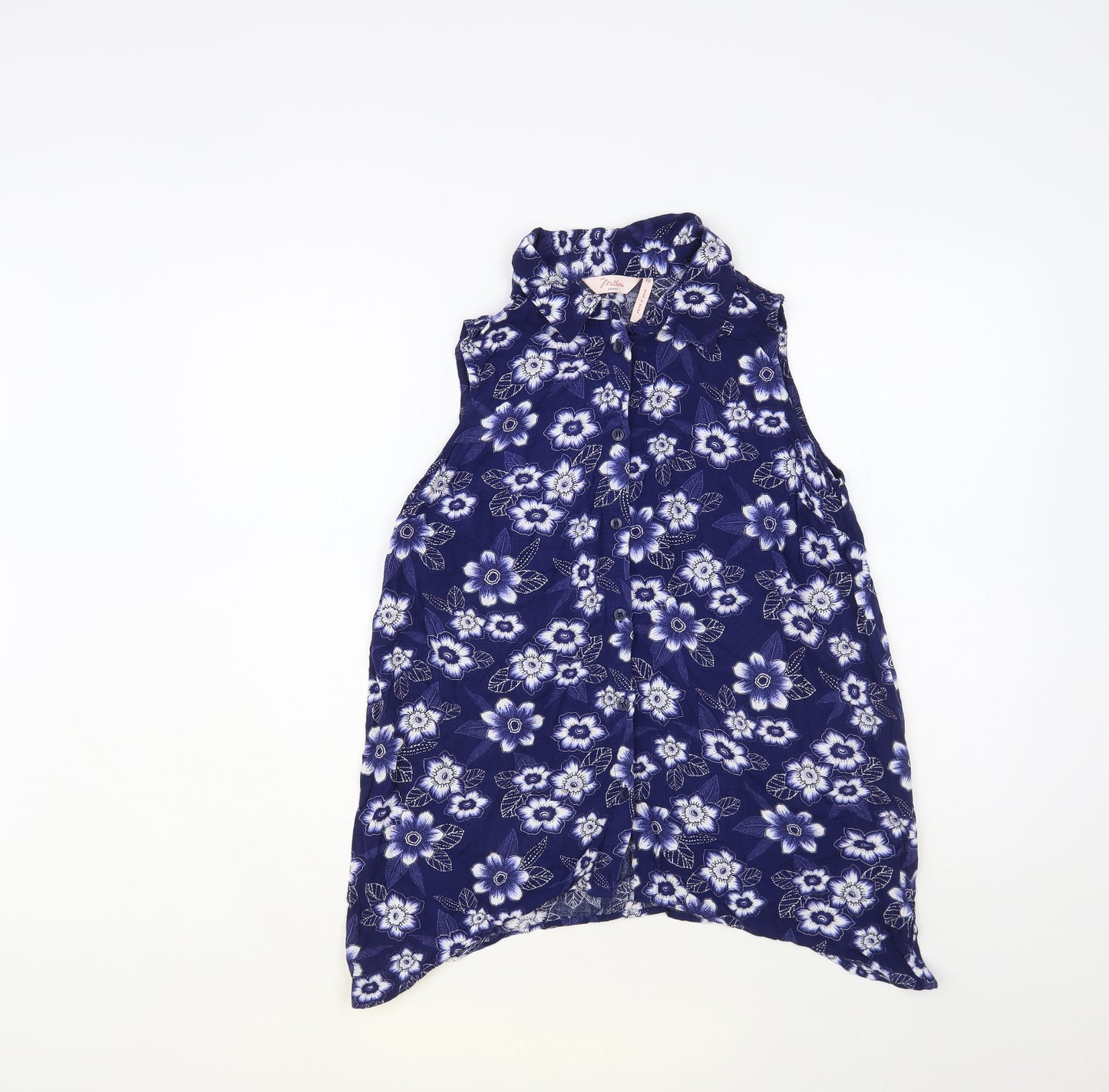 Millers Womens Blue Floral Viscose Basic Button-Up Size 12 Collared
