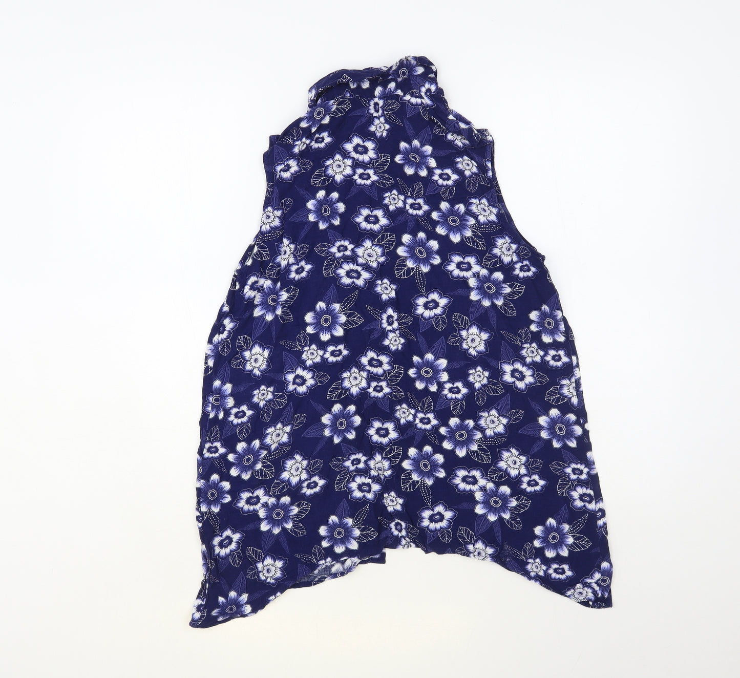 Millers Womens Blue Floral Viscose Basic Button-Up Size 12 Collared