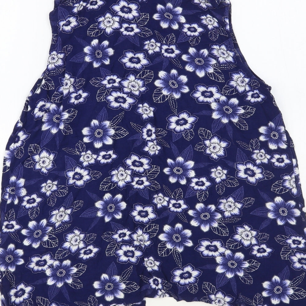 Millers Womens Blue Floral Viscose Basic Button-Up Size 12 Collared