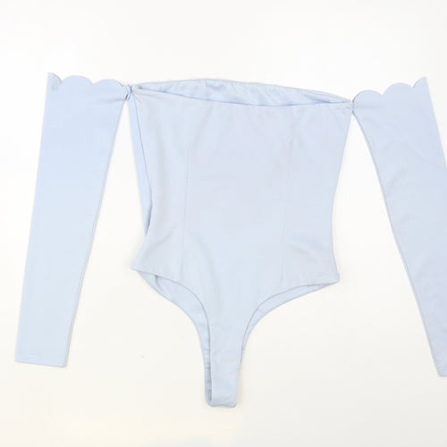 By Egreis Womens Blue Viscose Bodysuit One-Piece Size XS Zip - Scalloped Edging