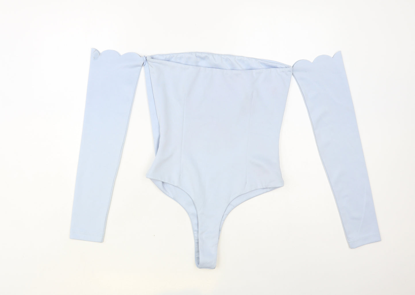By Egreis Womens Blue Viscose Bodysuit One-Piece Size XS Zip - Scalloped Edging
