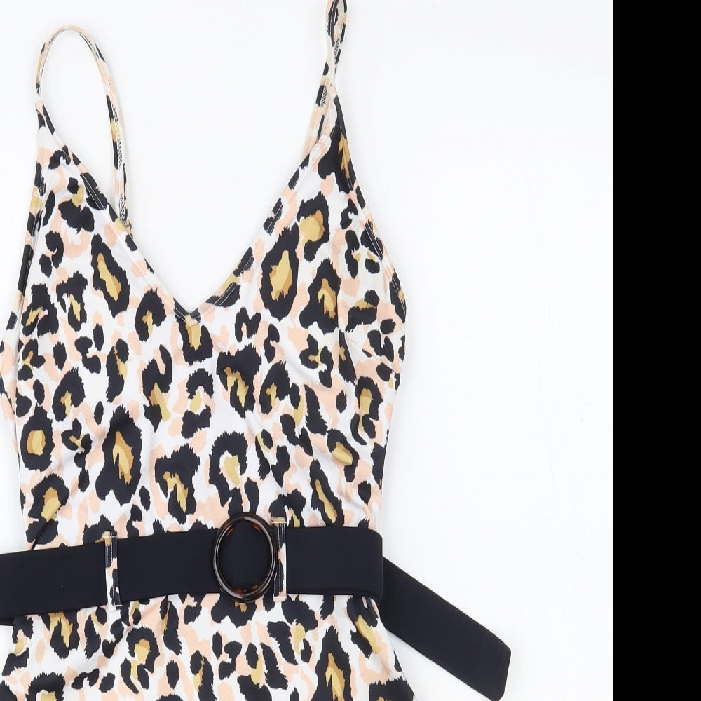New Look Womens Multicoloured Animal Print Nylon One Piece Size 12