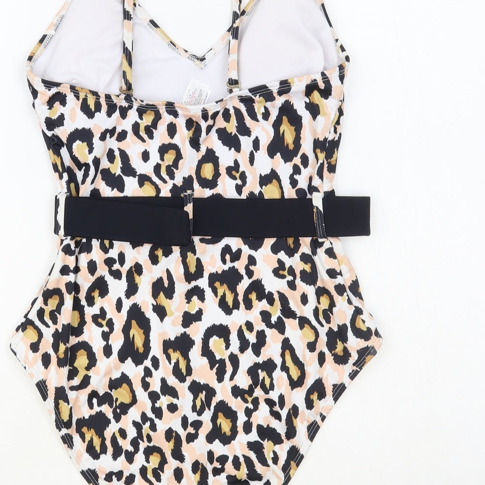 New Look Womens Multicoloured Animal Print Nylon One Piece Size 12