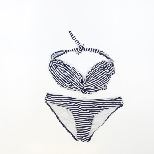 Atmosphere Womens Blue Striped Nylon Bikini Size 10