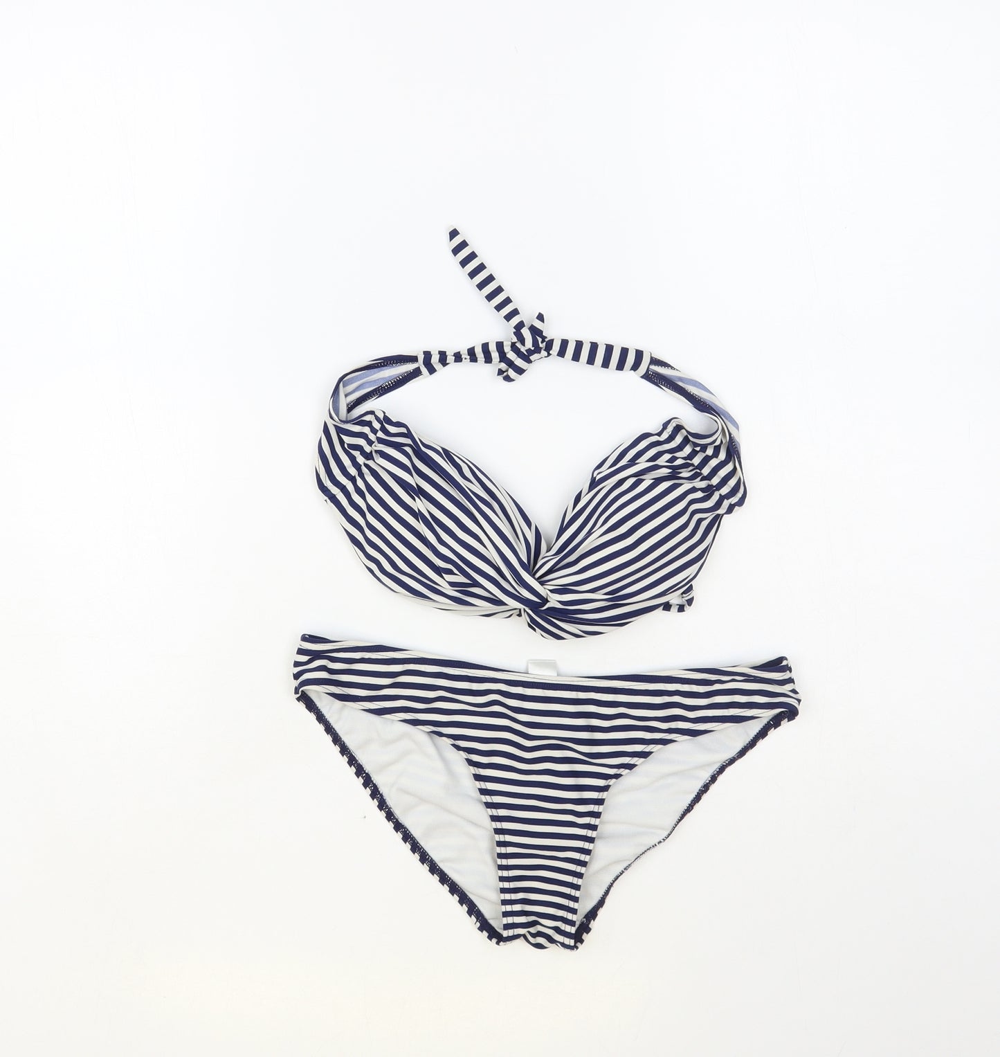 Atmosphere Womens Blue Striped Nylon Bikini Size 10