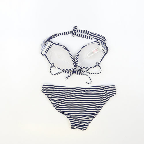 Atmosphere Womens Blue Striped Nylon Bikini Size 10