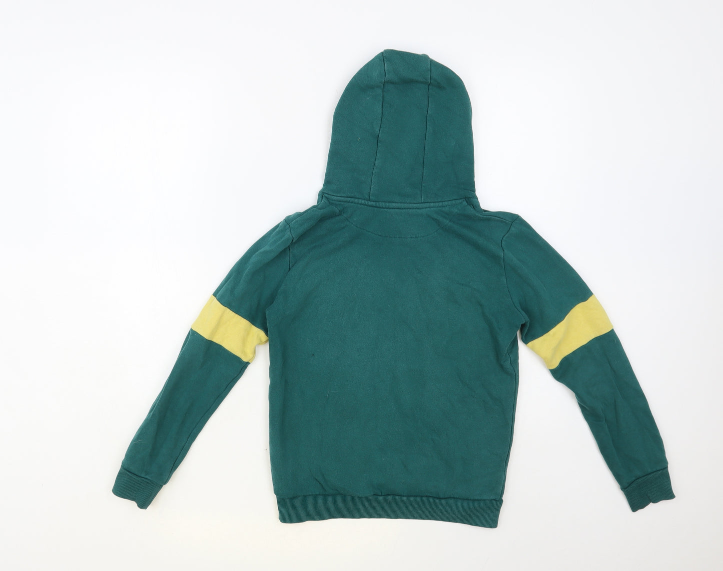 Marks and Spencer Boys Green Colourblock Cotton Pullover Hoodie Size 10-11 Years Pullover