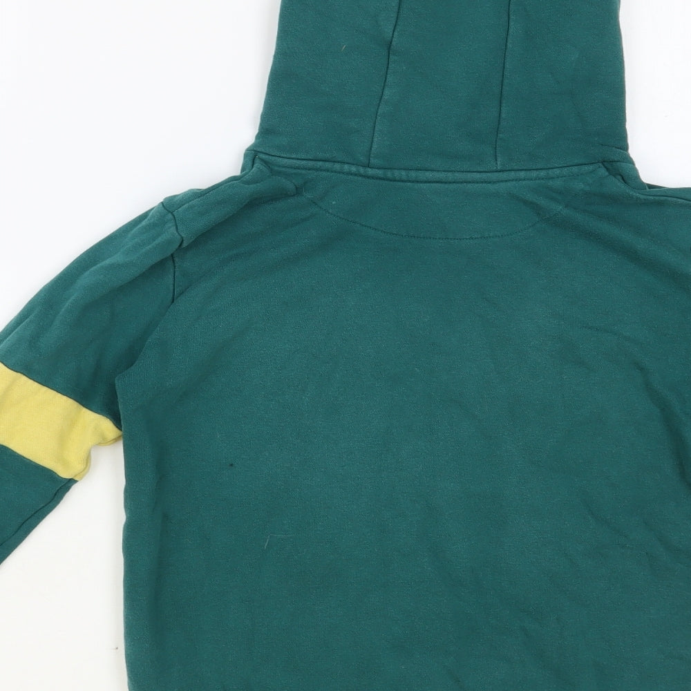 Marks and Spencer Boys Green Colourblock Cotton Pullover Hoodie Size 10-11 Years Pullover