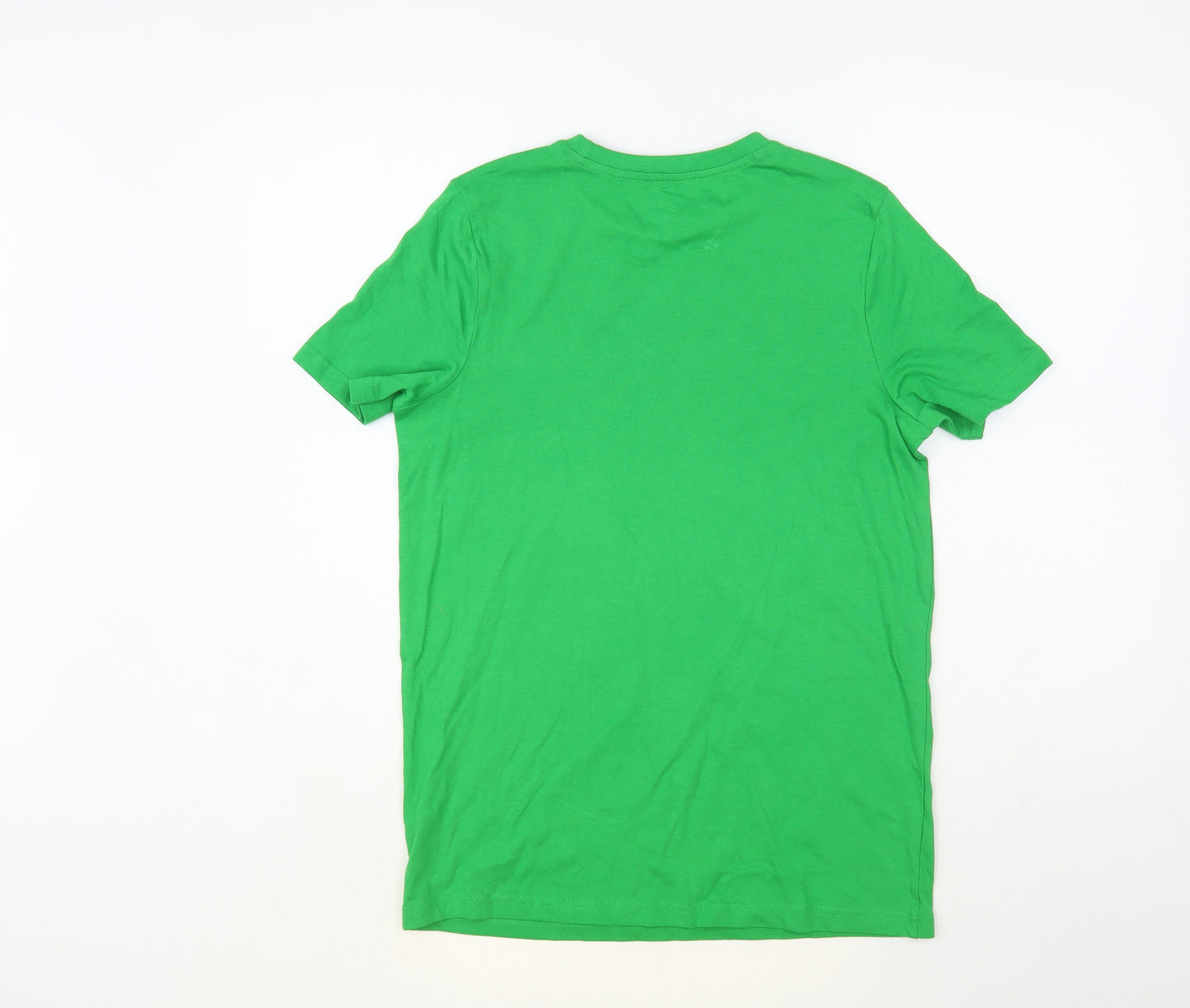F&F Boys Green Cotton Pullover T-Shirt Size 12-13 Years Crew Neck Pullover - Football