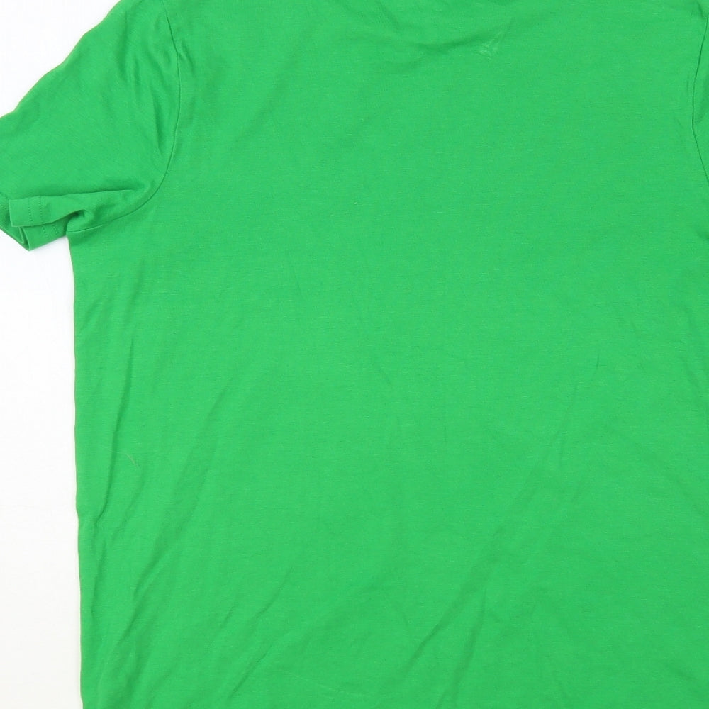 F&F Boys Green Cotton Pullover T-Shirt Size 12-13 Years Crew Neck Pullover - Football