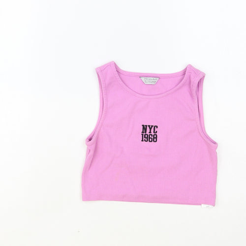 Primark Girls Purple Cotton Cropped Tank Size 10-11 Years Round Neck Pullover - NYC