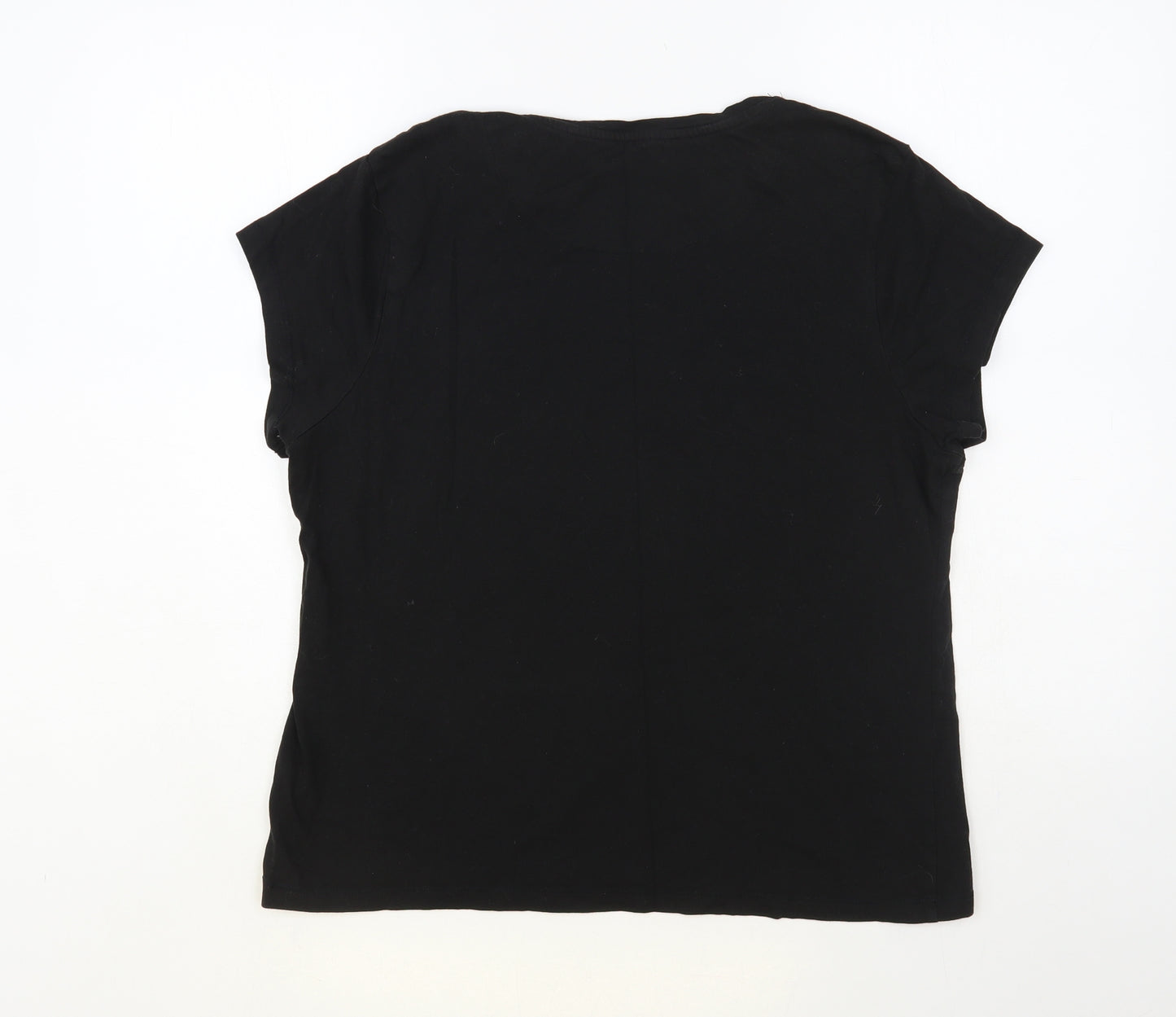 Primark Womens Black Cotton Basic T-Shirt Size 12 Crew Neck - Looney Tunes