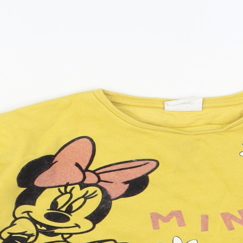 F&F Baby Yellow Cotton Pullover Jumper Size 9-12 Months Snap - Minnie Mosue