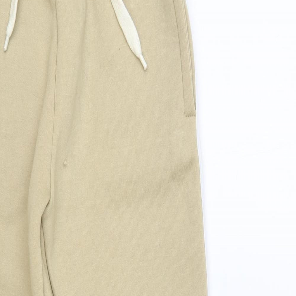 In the Style Womens Beige Cotton Jogger Trousers Size 6 L30 in Regular Drawstring - Side Stripe