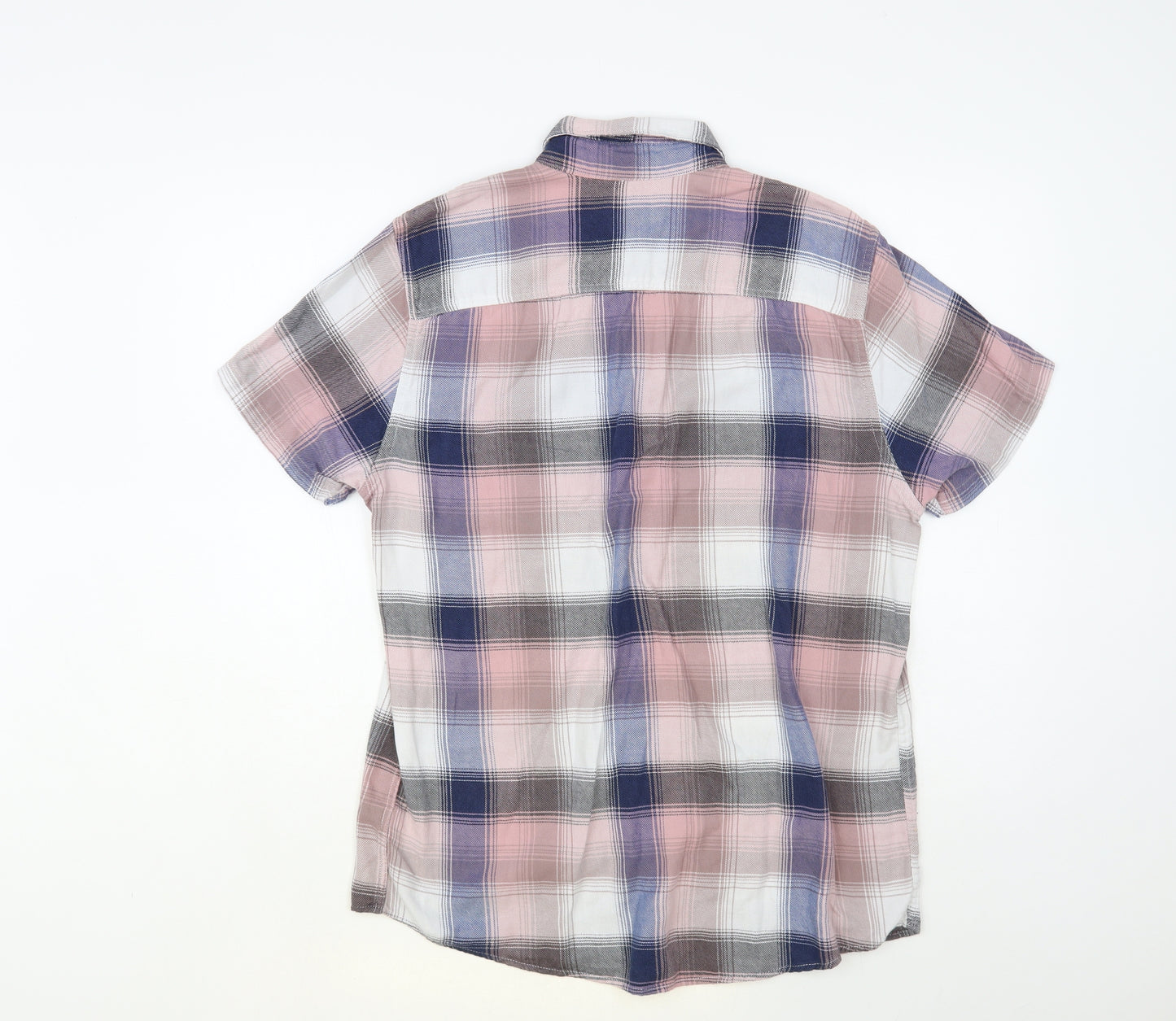 F&F Mens Multicoloured Plaid Cotton Button-Up Size M Collared Button