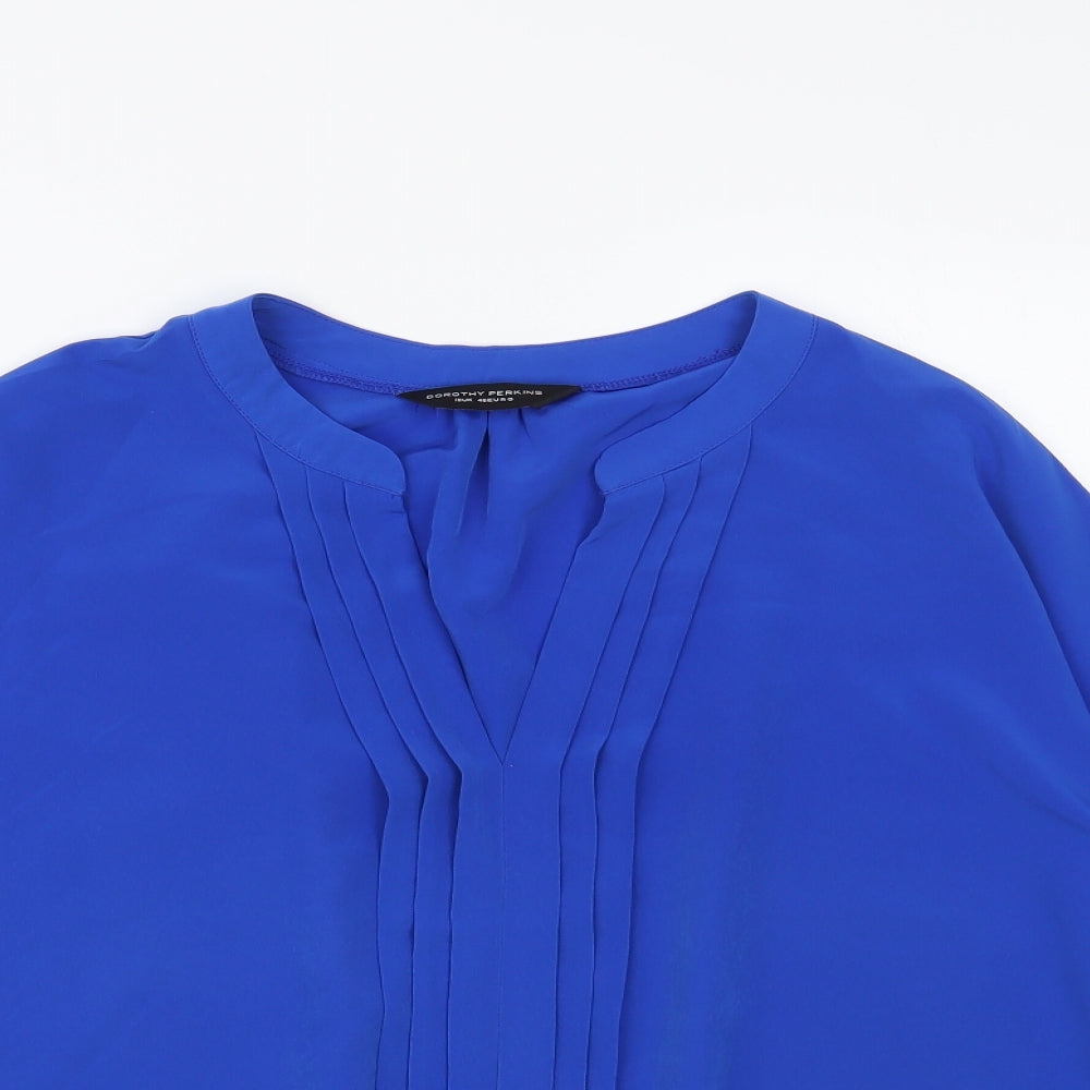 Dorothy Perkins Womens Blue Polyester Basic Blouse Size 18 V-Neck