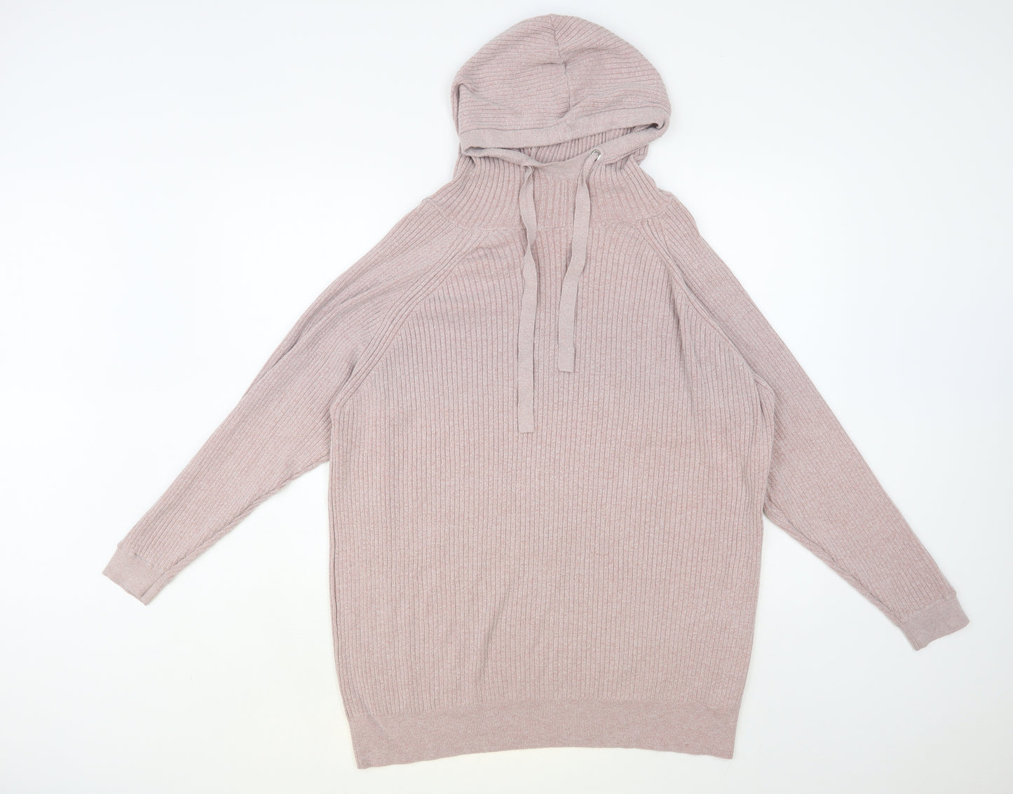 F&F Womens Pink Viscose Pullover Hoodie Size 14 Pullover - Ribbed