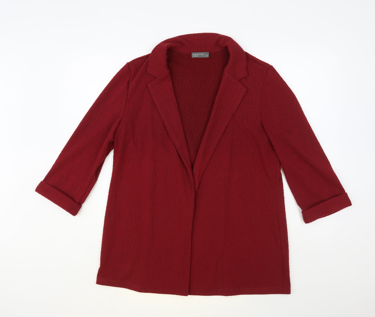 Papaya Womens Red Jacket Blazer Size 16 - Textured