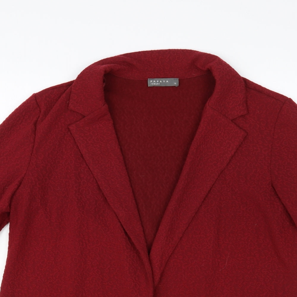 Papaya Womens Red Jacket Blazer Size 16 - Textured