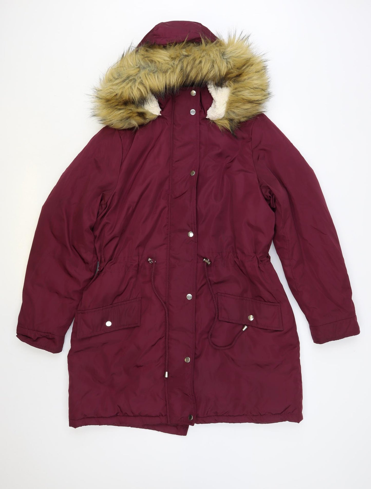 Studio Womens Purple Parka Jacket Size 16 Zip
