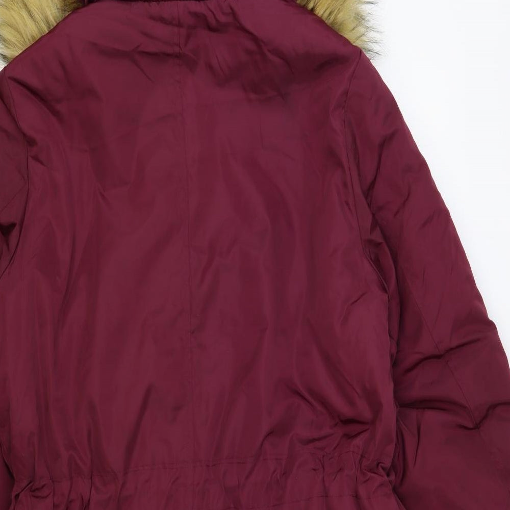 Studio Womens Purple Parka Jacket Size 16 Zip