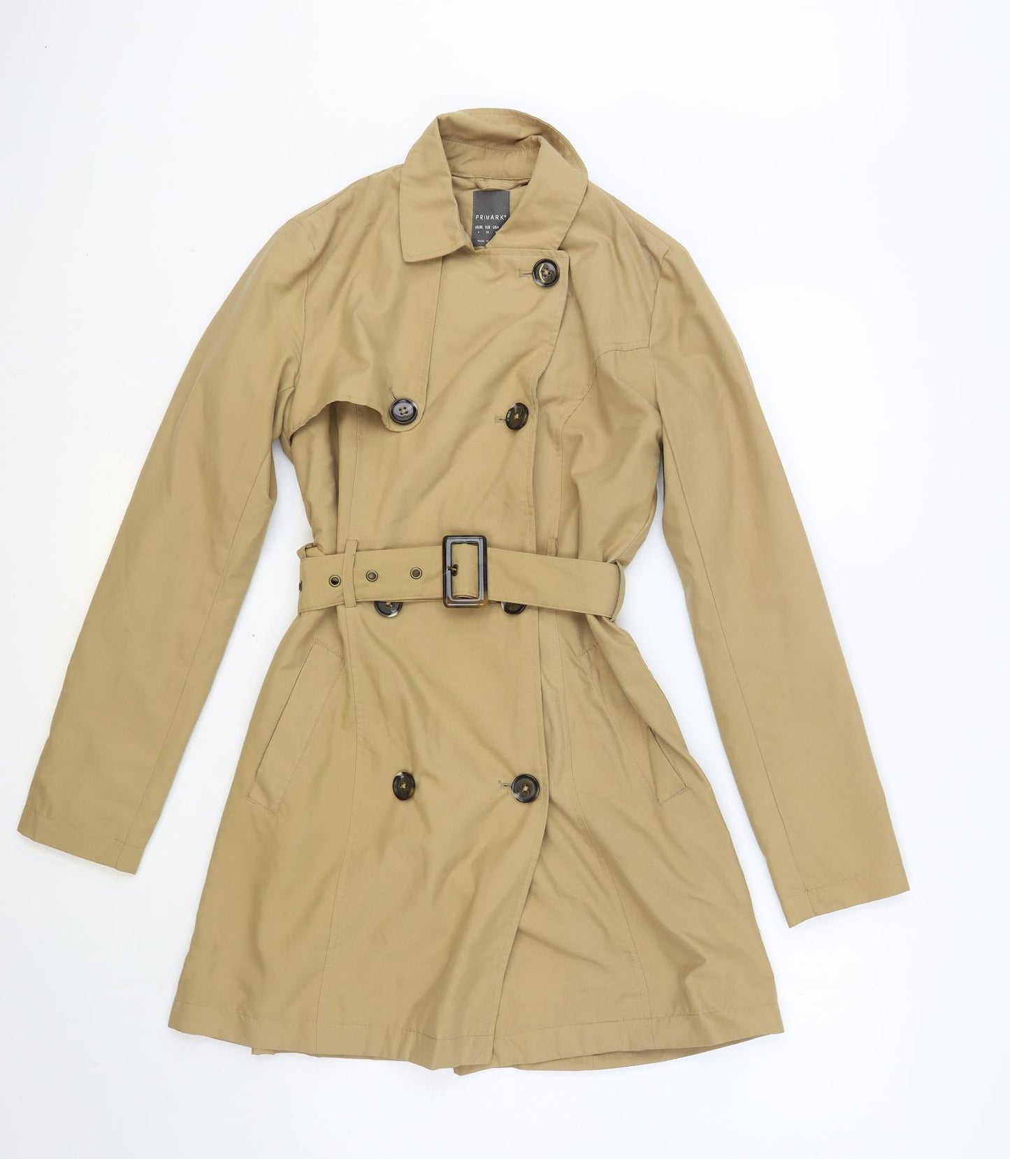 Primark Womens Beige Trench Coat Coat Size 4 Button