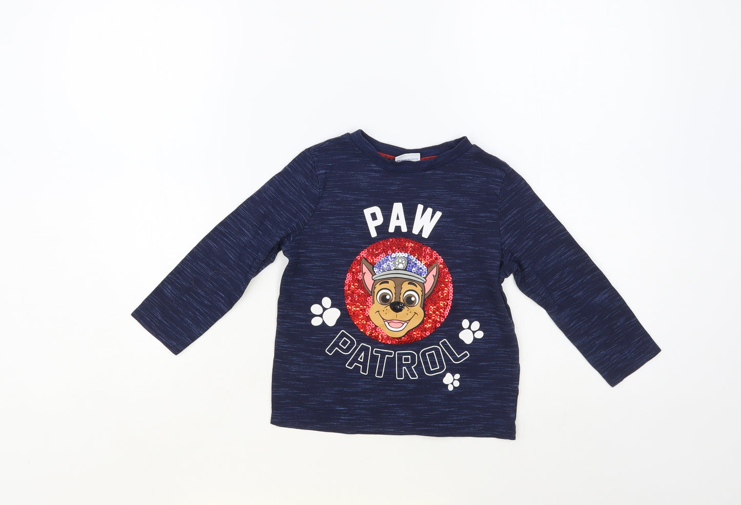 F&F Girls Blue Cotton Pullover T-Shirt Size 2-3 Years Crew Neck Pullover - Paw Patrol