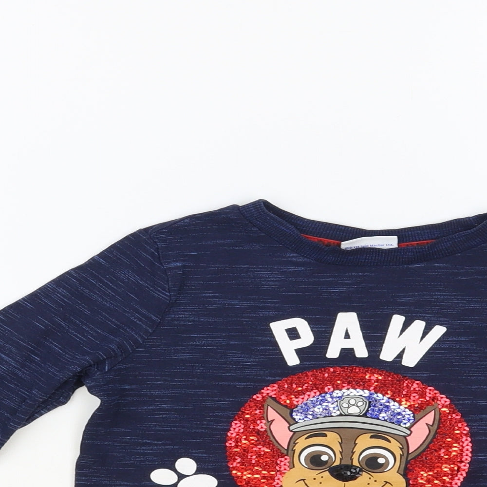 F&F Girls Blue Cotton Pullover T-Shirt Size 2-3 Years Crew Neck Pullover - Paw Patrol
