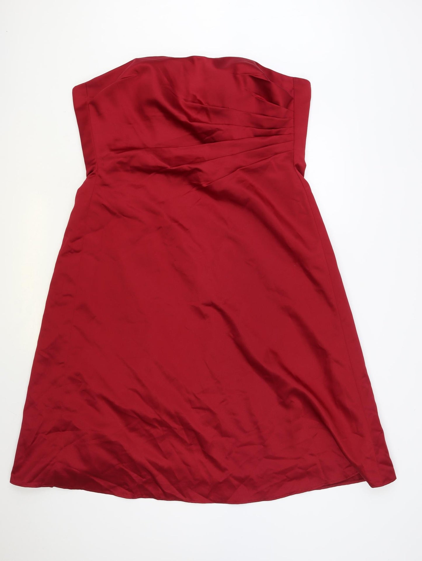 Pretty Maids Womens Red Polyester Fit & Flare Size 16 Off the Shoulder Zip