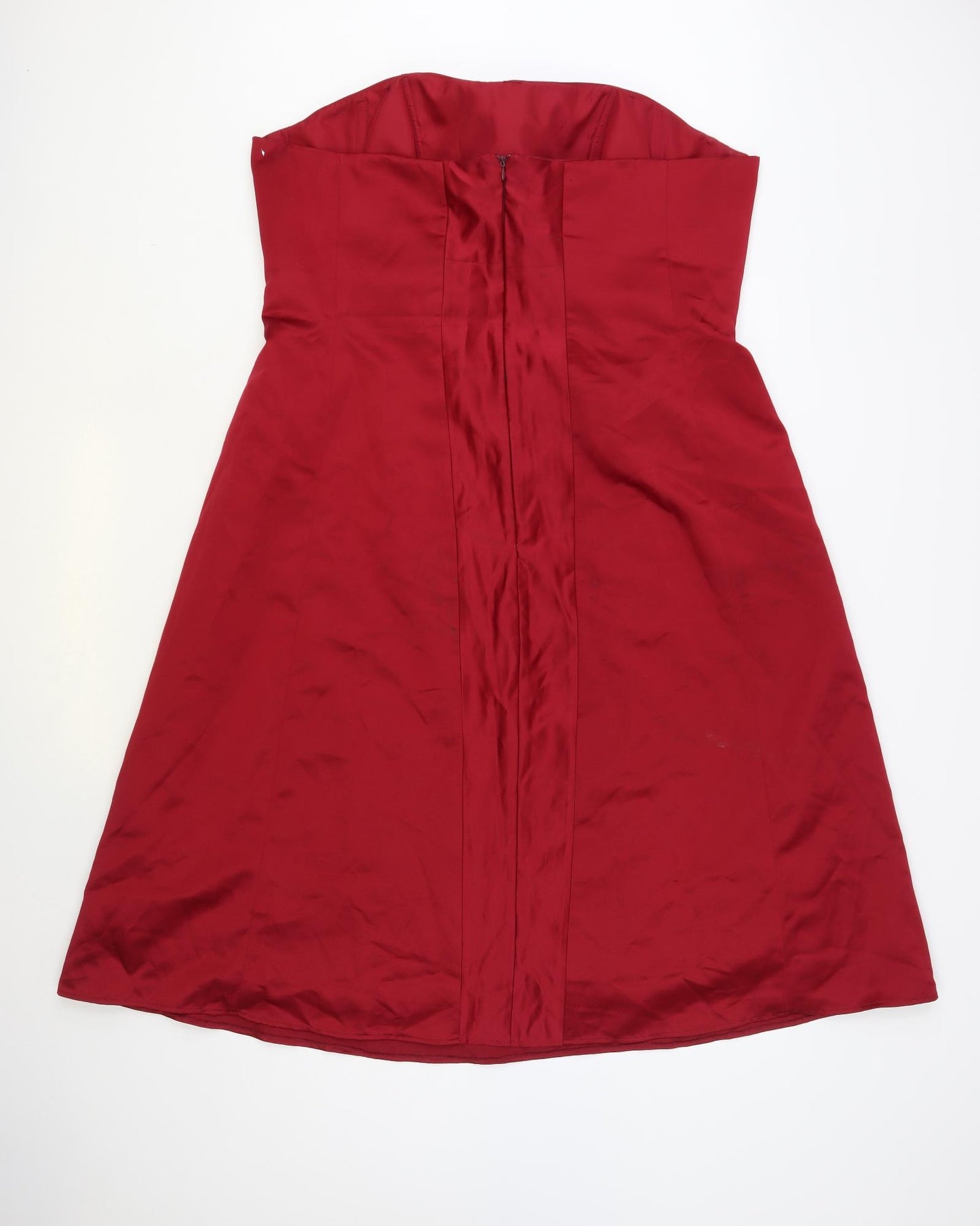Pretty Maids Womens Red Polyester Fit & Flare Size 16 Off the Shoulder Zip