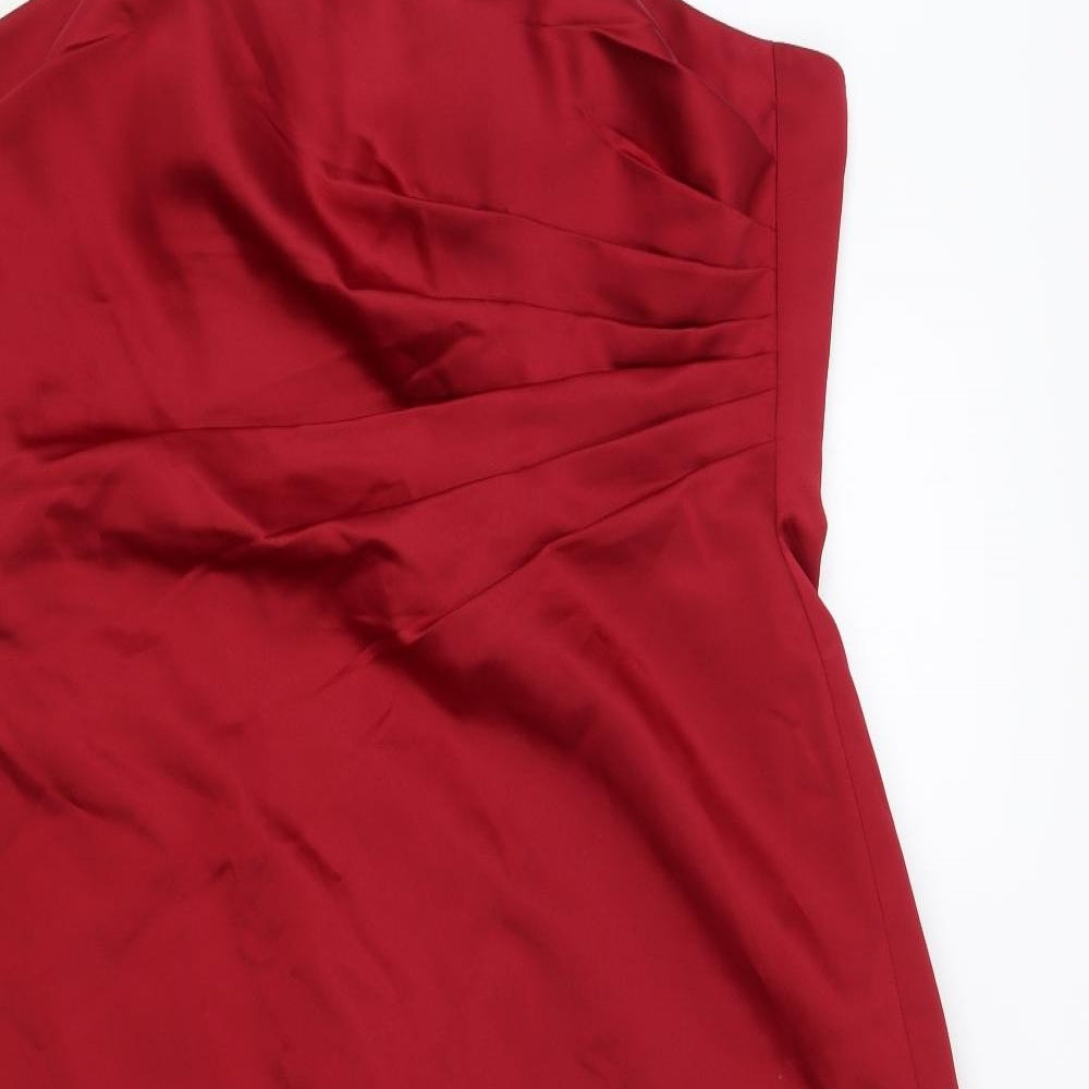 Pretty Maids Womens Red Polyester Fit & Flare Size 16 Off the Shoulder Zip