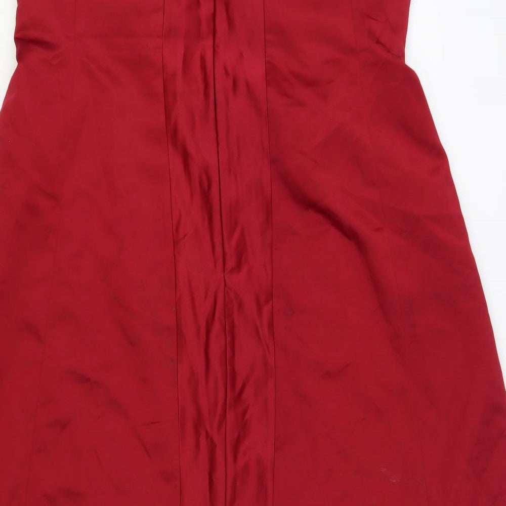 Pretty Maids Womens Red Polyester Fit & Flare Size 16 Off the Shoulder Zip
