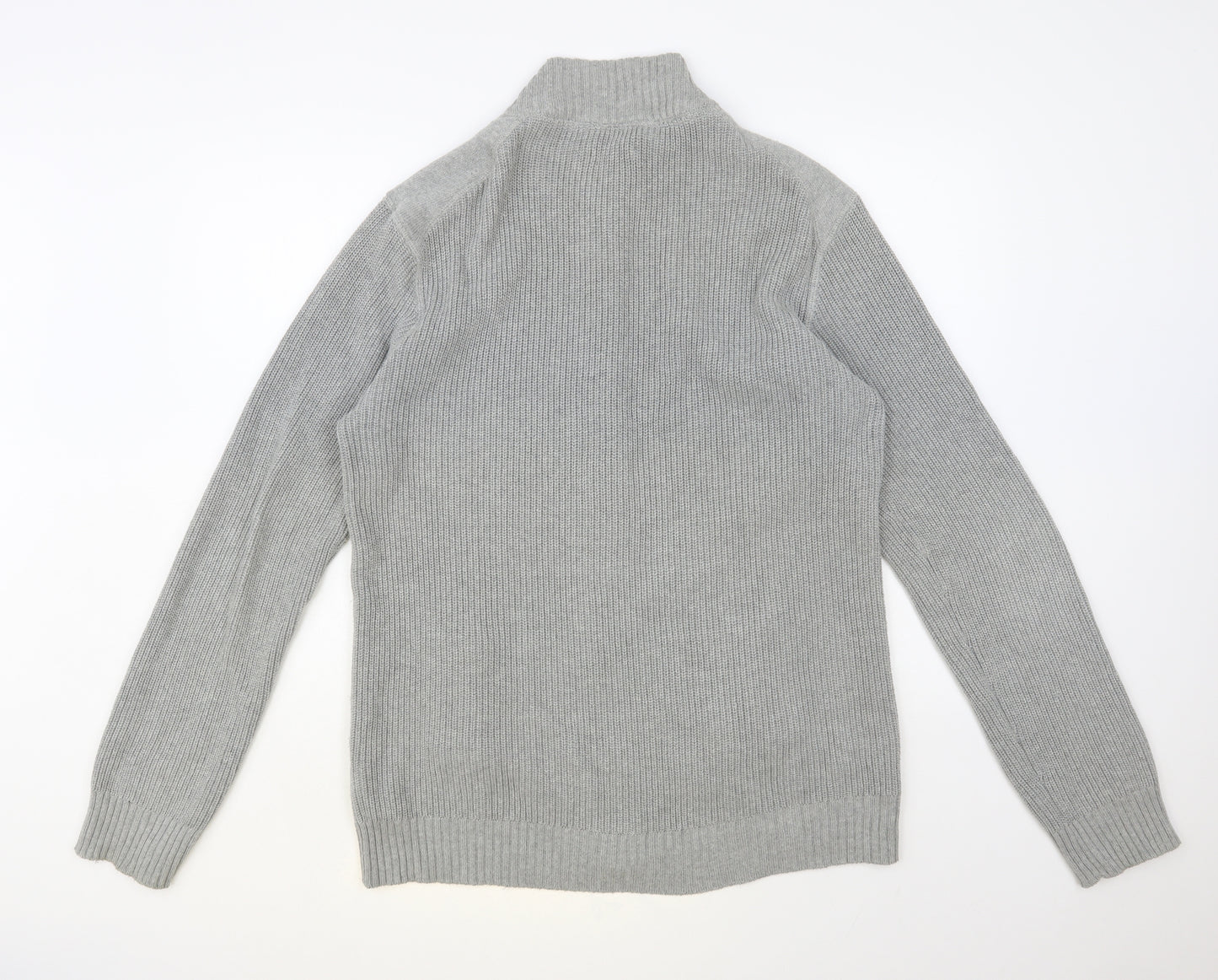 Cedar Wood State Mens Grey High Neck Cotton Full Zip Jumper Size XL