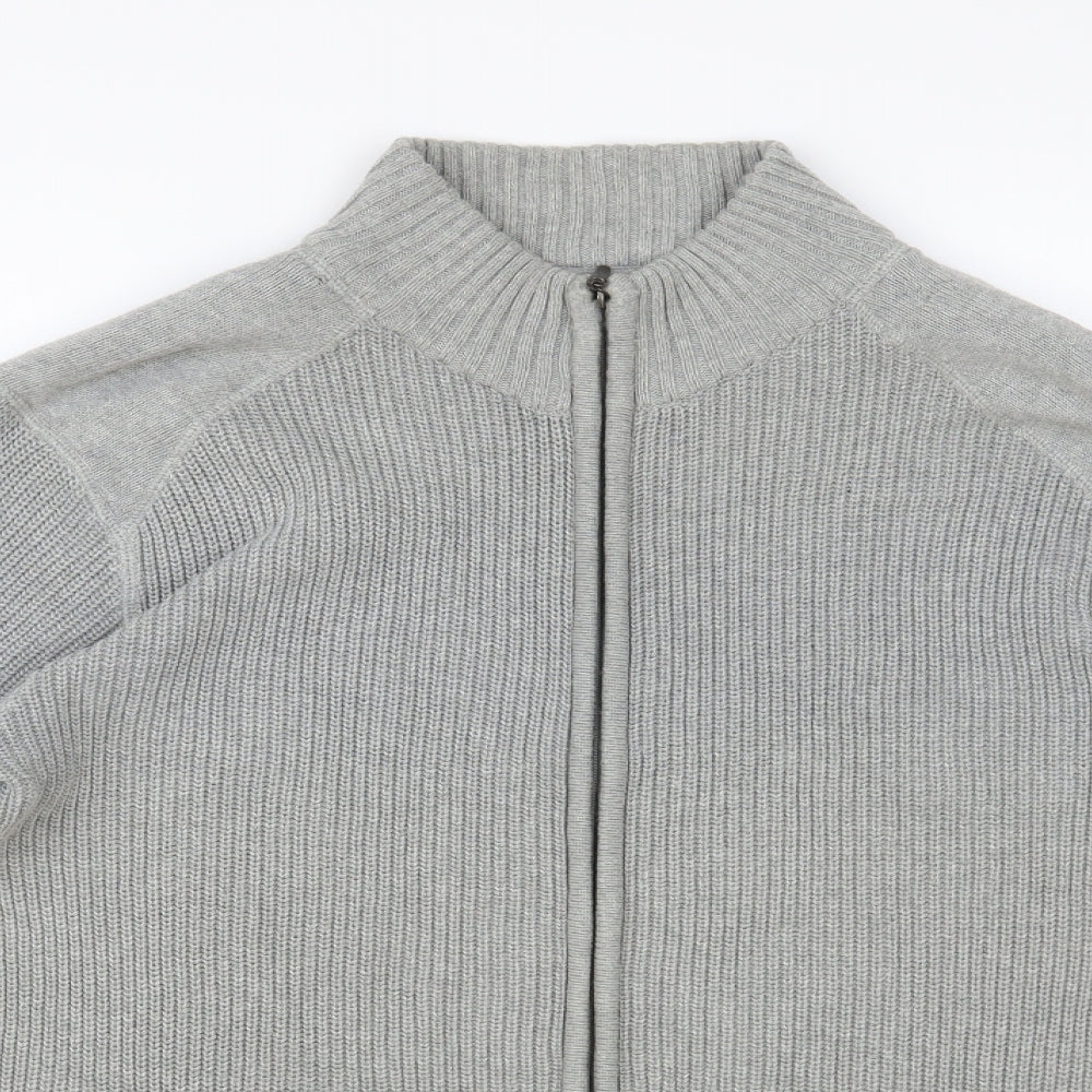 Cedar Wood State Mens Grey High Neck Cotton Full Zip Jumper Size XL