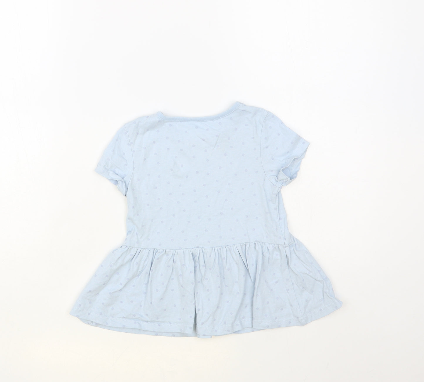 George Girls Blue Polka Dot Cotton Pullover T-Shirt Size 4-5 Years Crew Neck Pullover