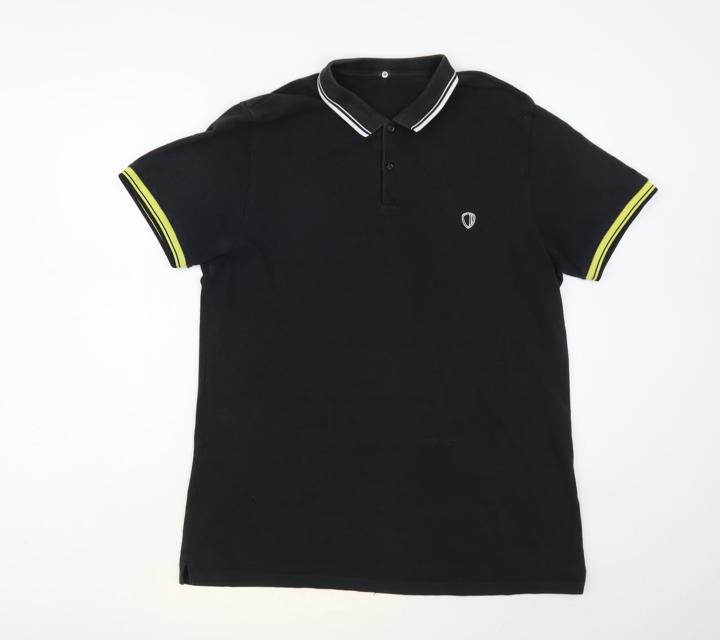 Ben Sherman Mens Black Cotton Polo Size L Collared Button