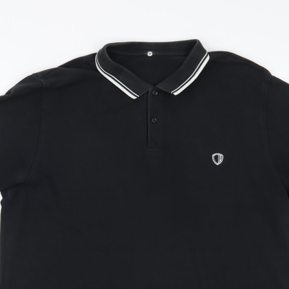 Ben Sherman Mens Black Cotton Polo Size L Collared Button