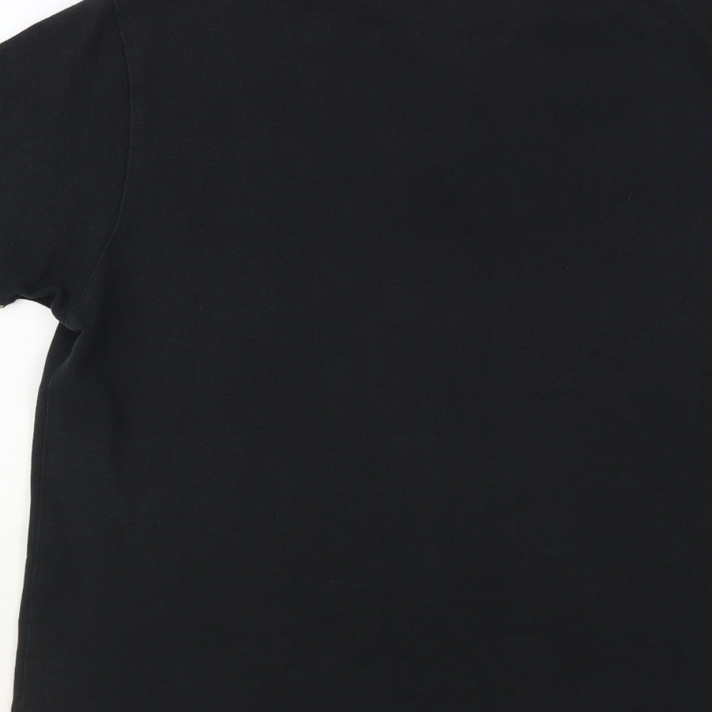 Ben Sherman Mens Black Cotton Polo Size L Collared Button