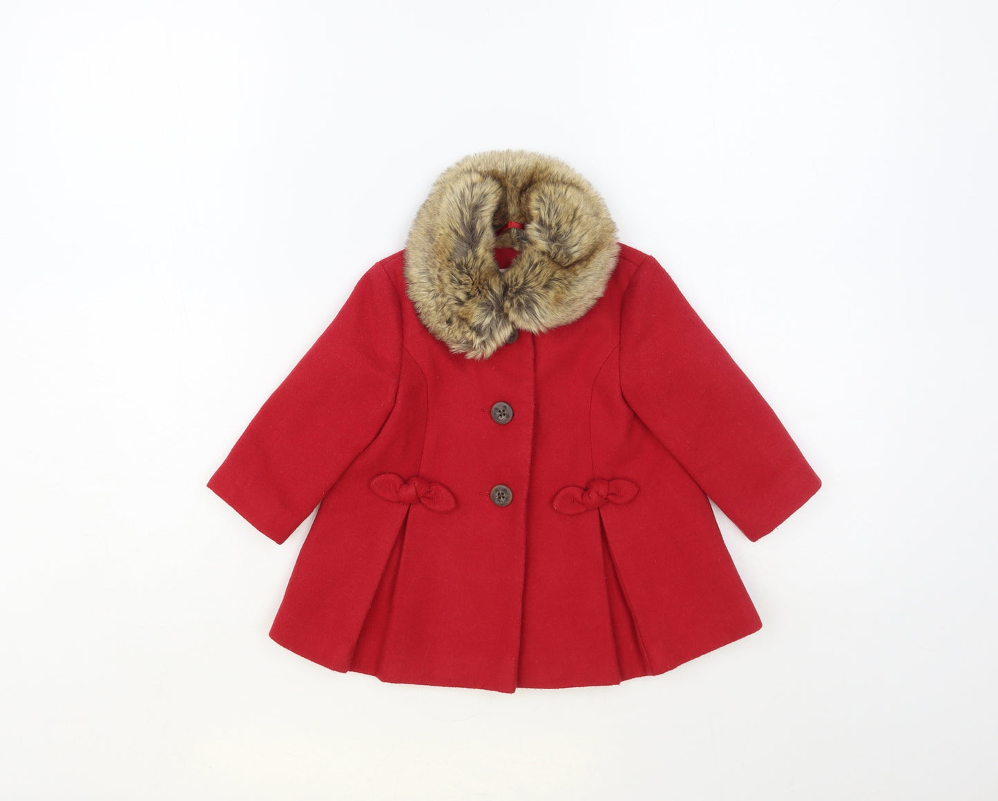 F&F Baby Red Pea Coat Coat Size 6-9 Months Button