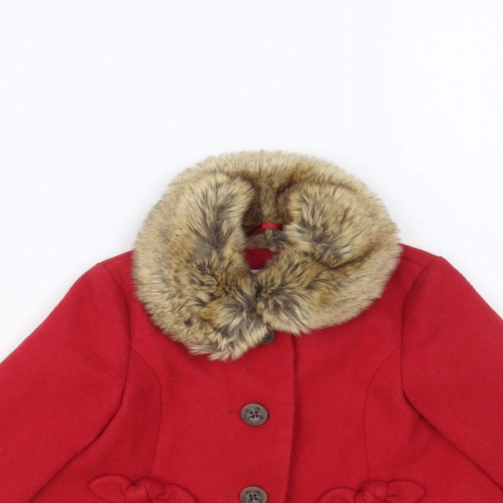 F&F Baby Red Pea Coat Coat Size 6-9 Months Button