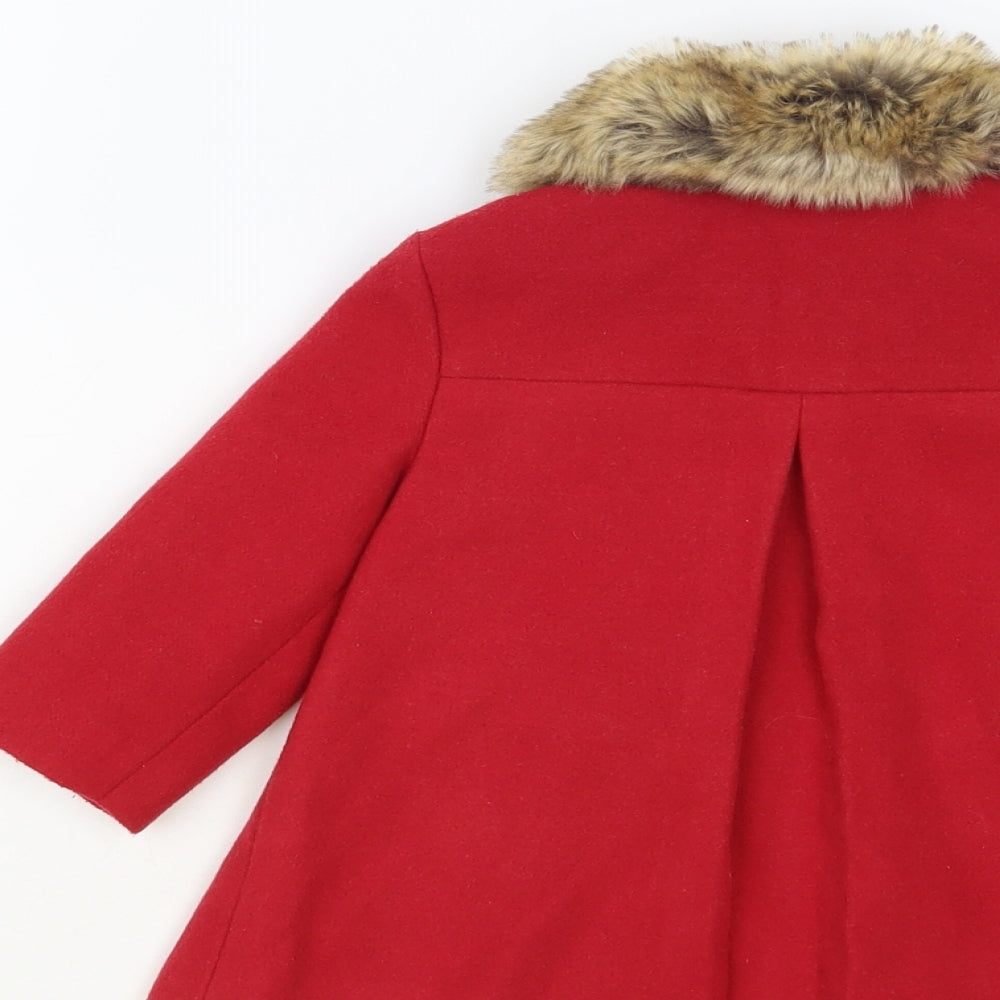 F&F Baby Red Pea Coat Coat Size 6-9 Months Button