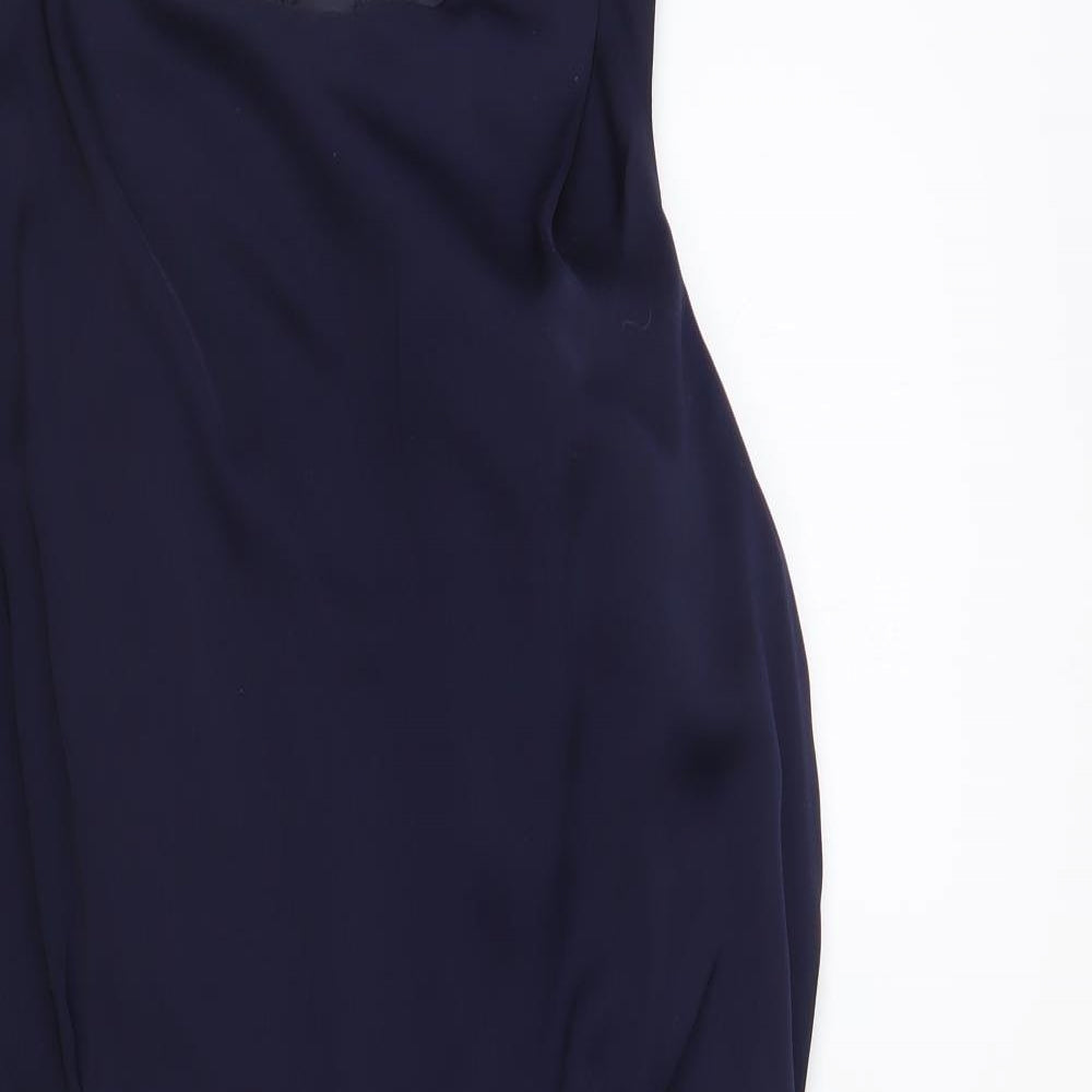 NEXT Womens Blue Polyester Pencil Dress Size 14 Round Neck Button