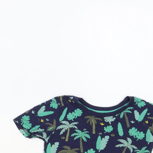 Primark Baby Blue Geometric Cotton Pullover T-Shirt Size 9-12 Months Crew Neck Pullover - Palm Tree Print