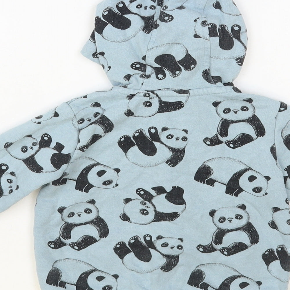 George Baby Blue Geometric Cotton Full Zip Jumper Size 9-12 Months Zip - Panda Print