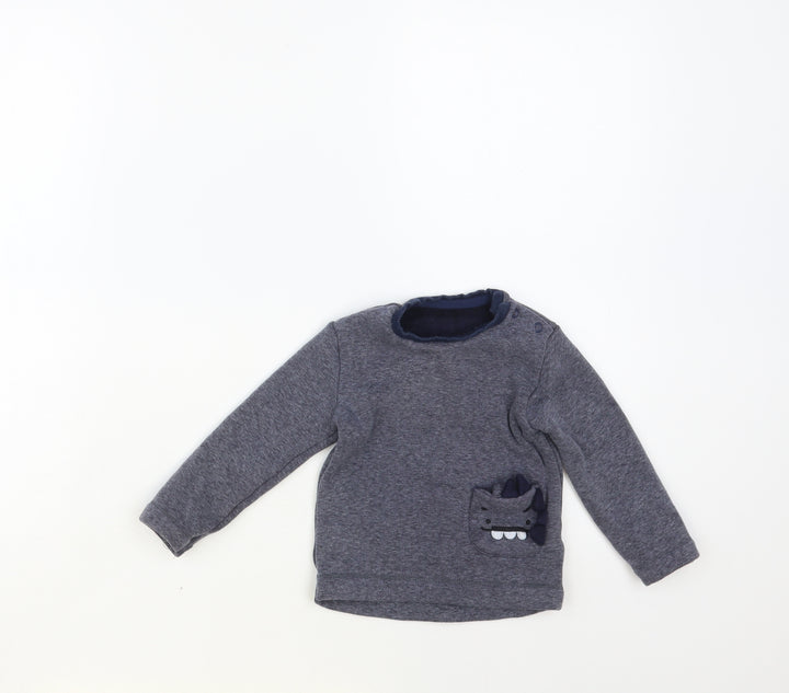 George Baby Blue Polyester Pullover Jumper Size 12-18 Months Snap - Dinosaur Pocket