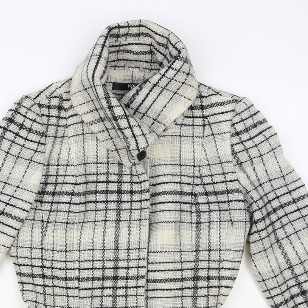 Jane Norman Womens Grey Plaid Pea Coat Coat Size 14 Button