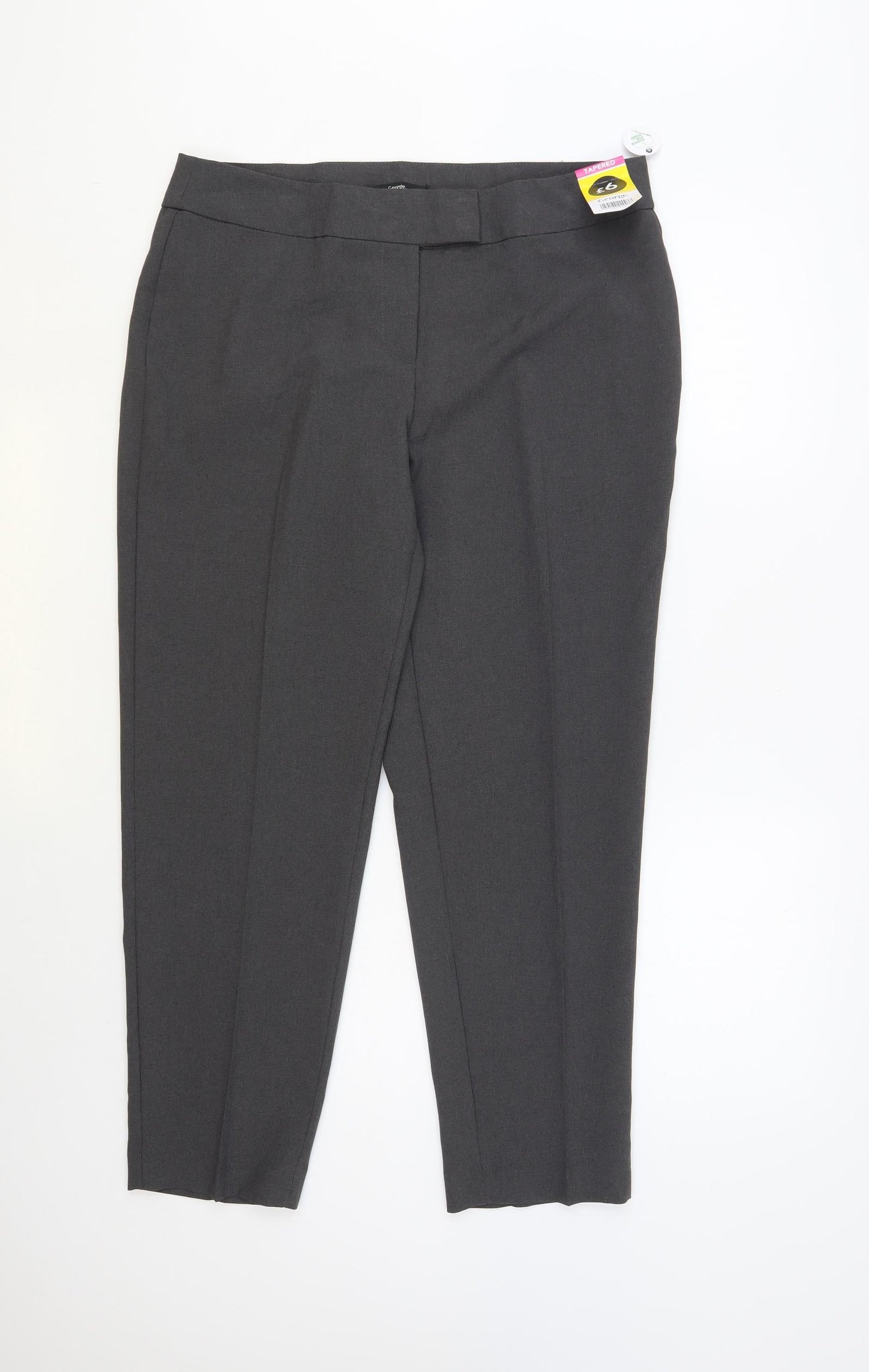 George Womens Grey Polyester Trousers Size 14 L26 in Regular Hook & Loop