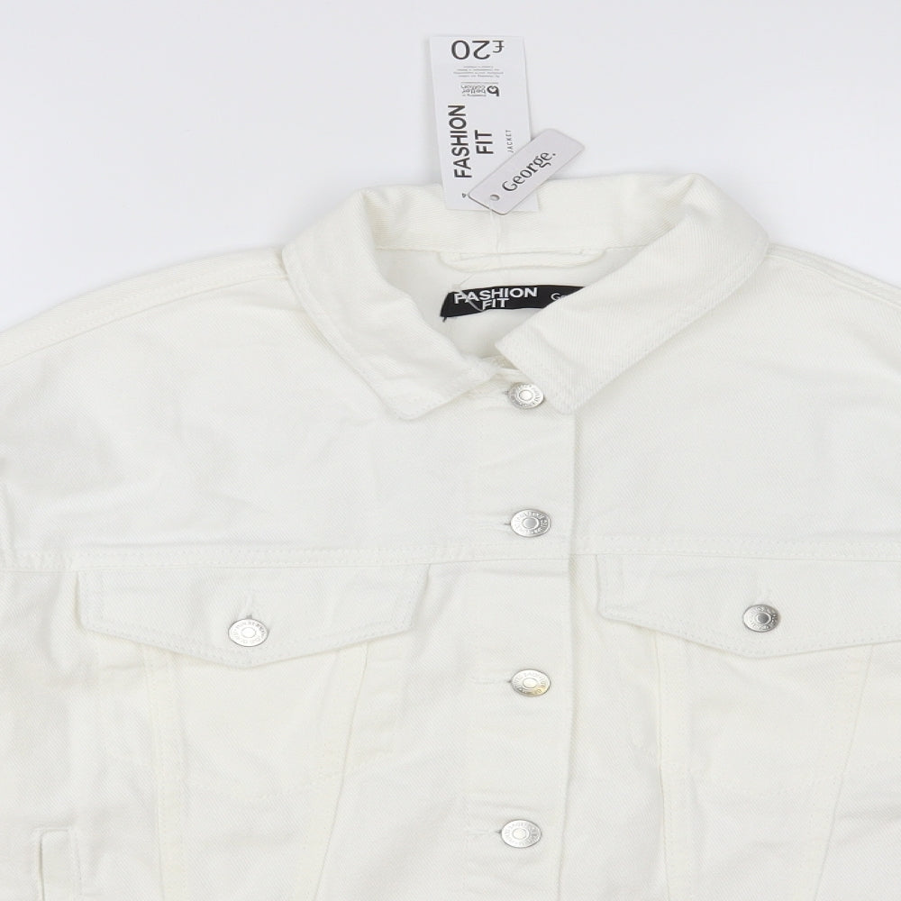 George Womens White Jacket Size 14 Button